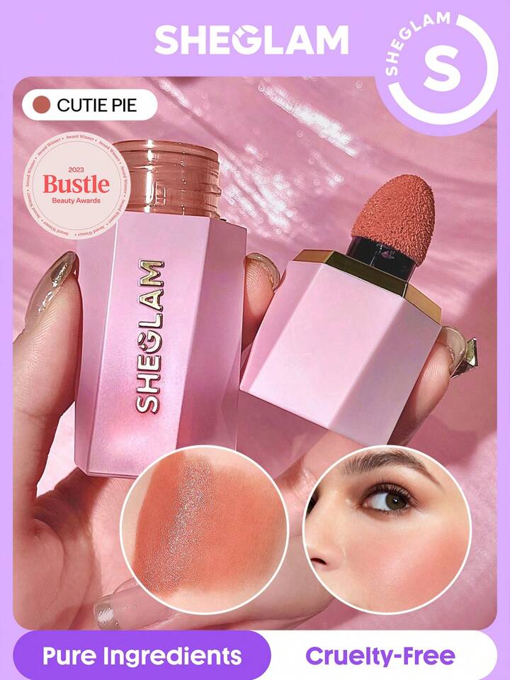 SHEGLAM Makeup - Color Bloom Liquid Blush Matte Finish - Long-wearing Waterproof Gel-Cream Blush with Sponge Tip Applicator (Cutie Pie)