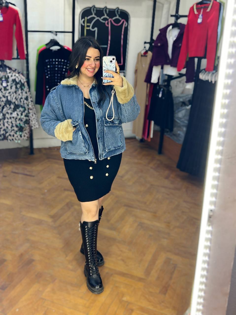 Fur jeans jacket