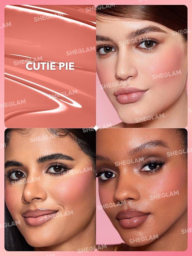 SHEGLAM Makeup - Color Bloom Liquid Blush Matte Finish - Long-wearing Waterproof Gel-Cream Blush with Sponge Tip Applicator (Cutie Pie)