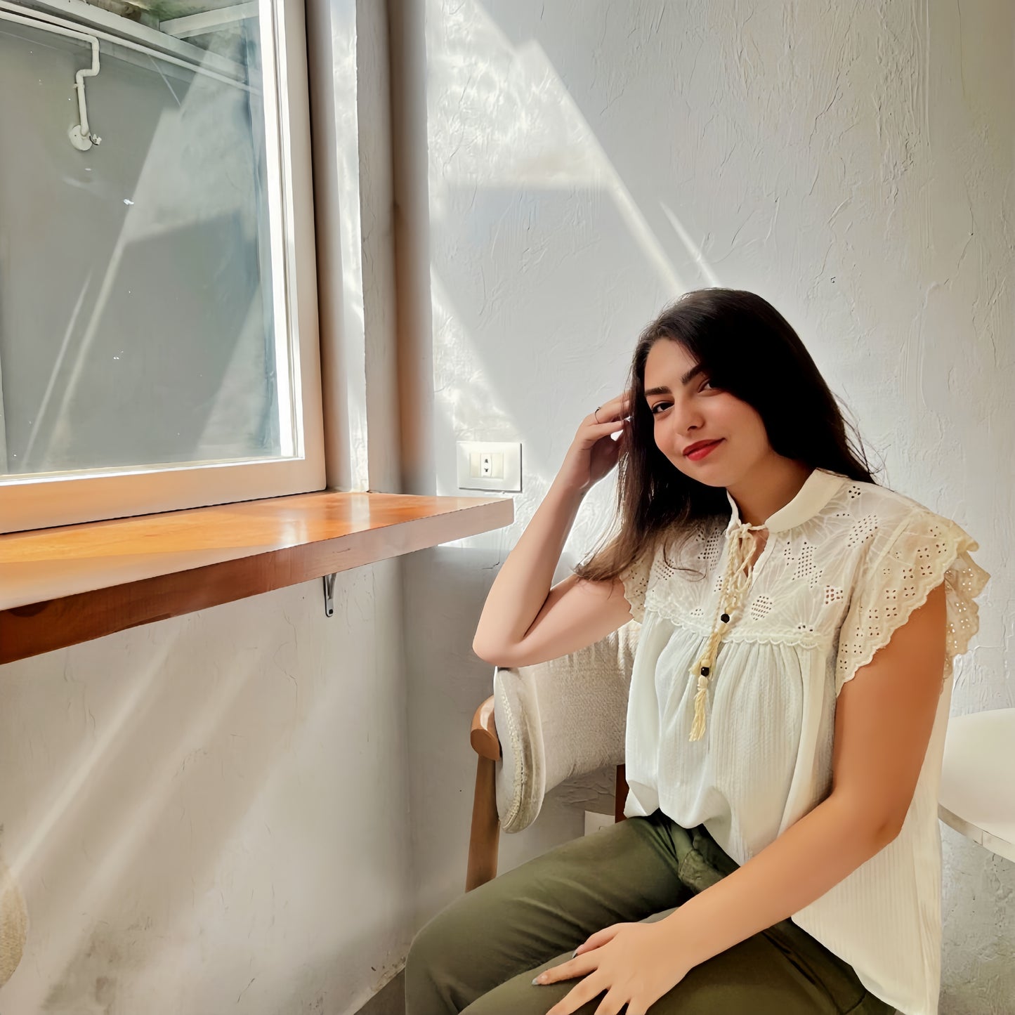 Lace Detail Cotton Blouse