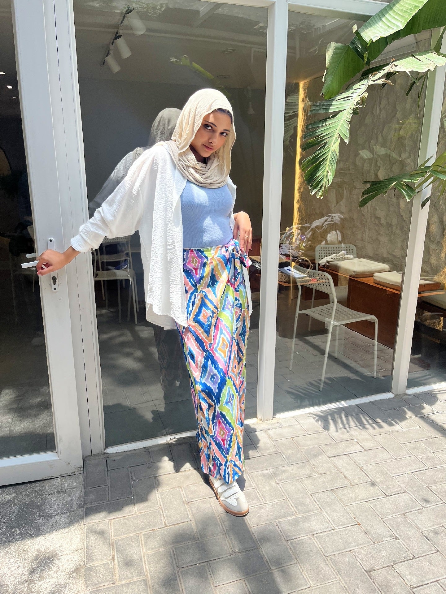 vibrant, wide-leg printed pants