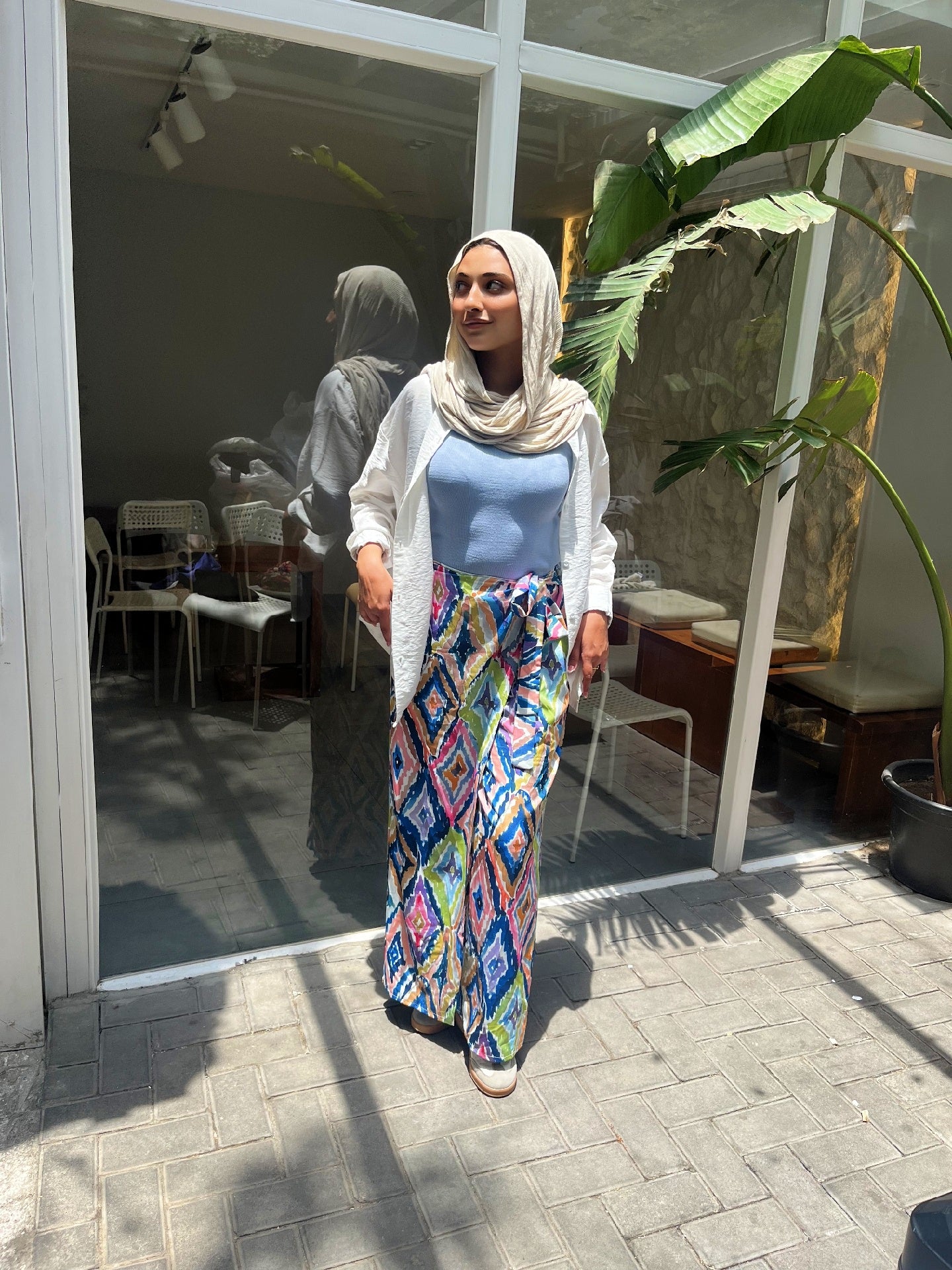 vibrant, wide-leg printed pants