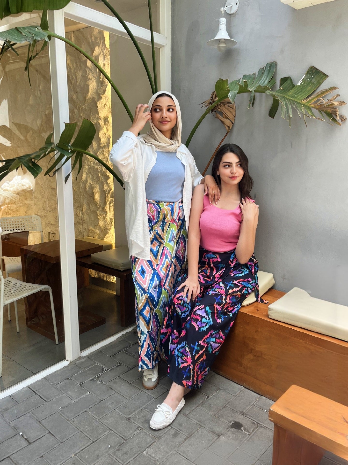 vibrant, wide-leg printed pants