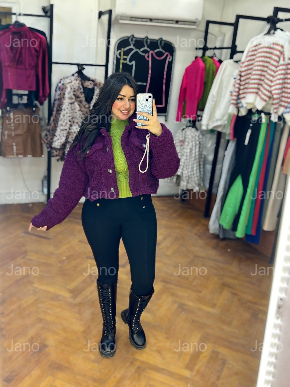 Purple fur jacket