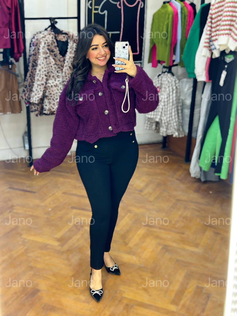 Purple fur jacket