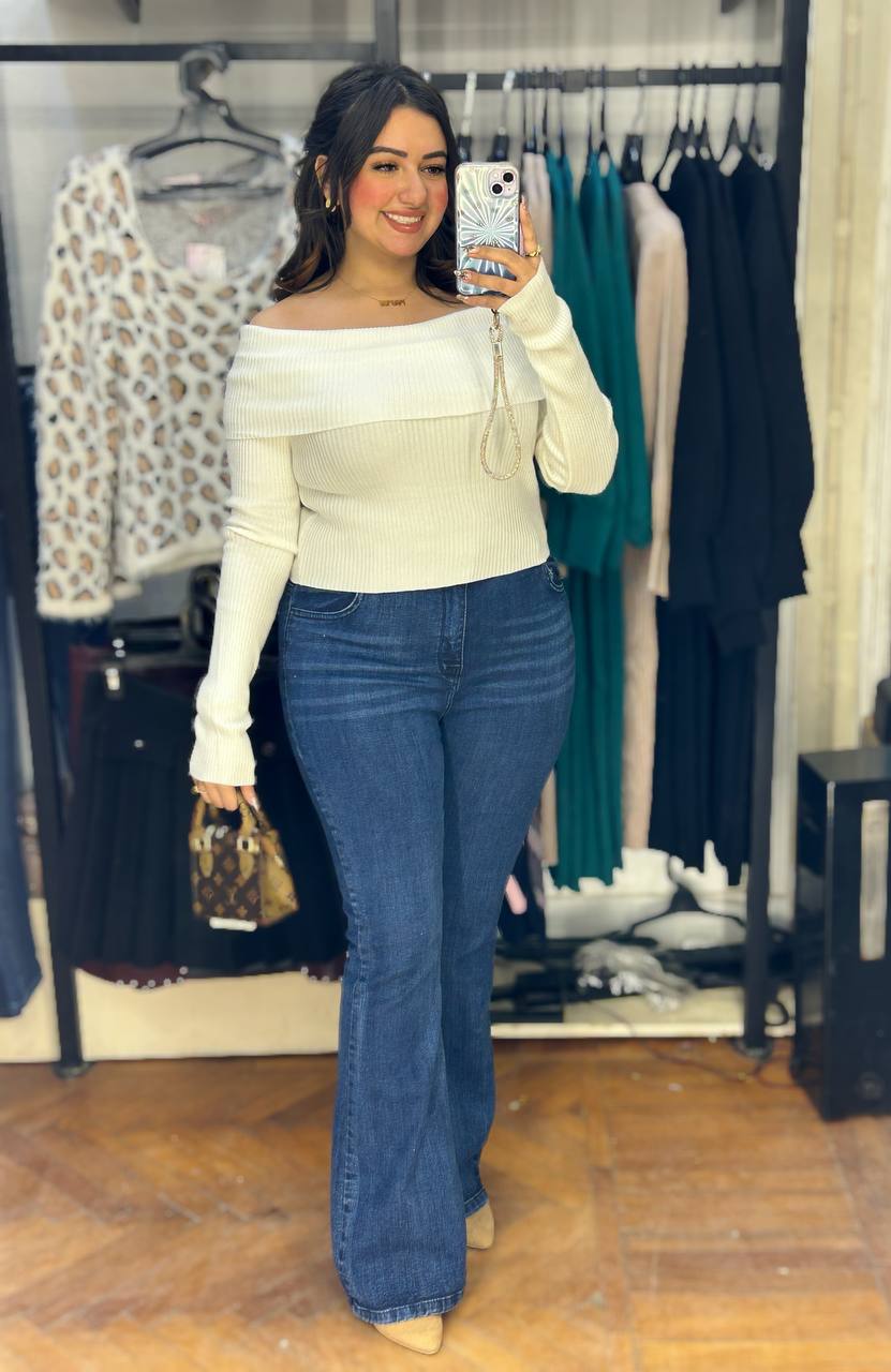off shoulder knitting top