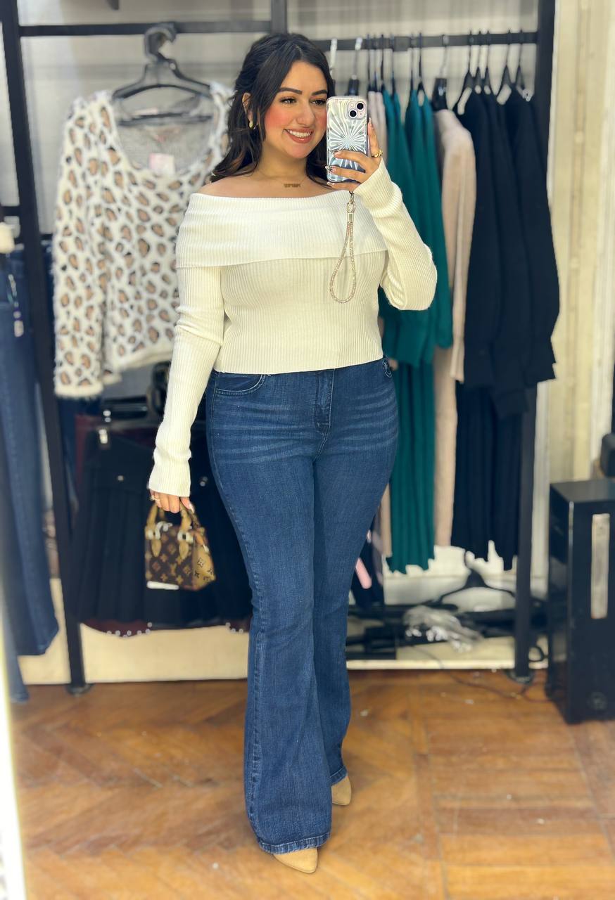 off shoulder knitting top
