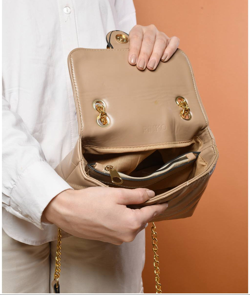 gold accessorized trendy bag