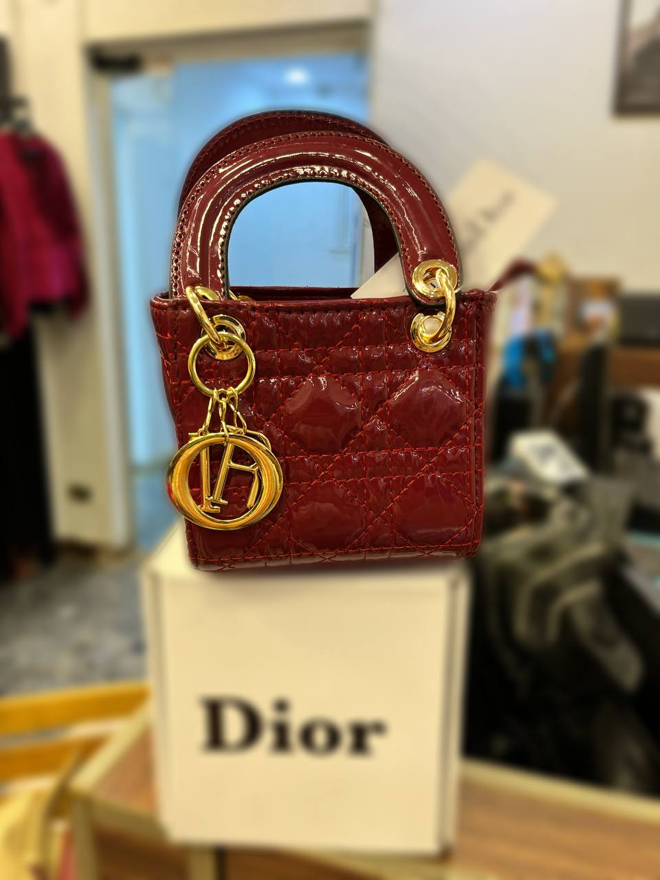 trendy small shiny leather bag