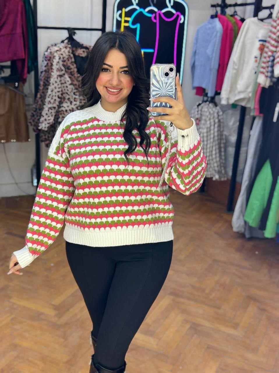 colorful stripped trendy sweater