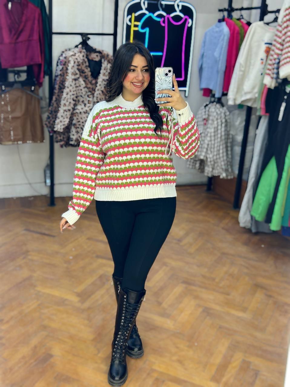 colorful stripped trendy sweater
