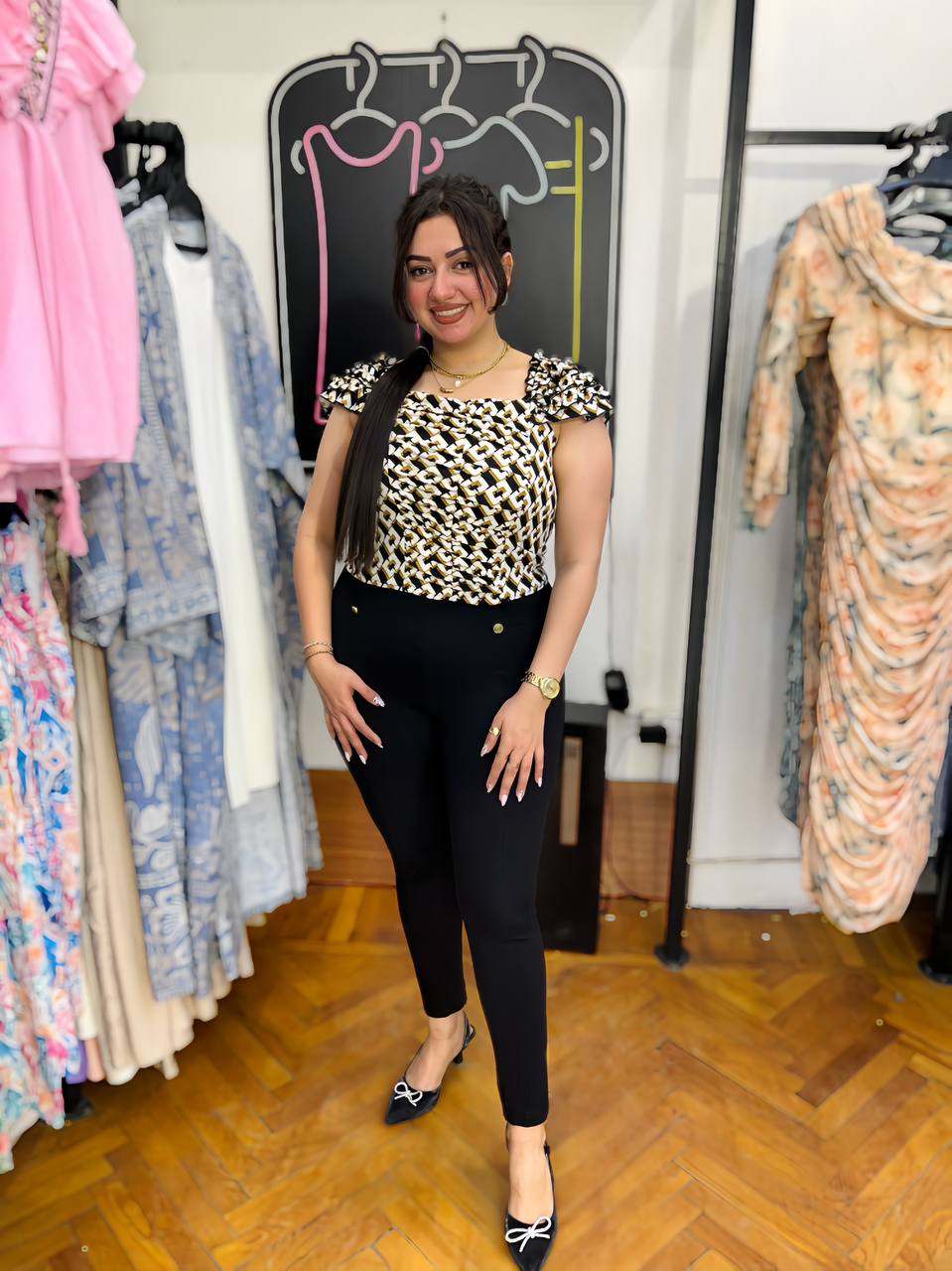 Chic Checkered Ruffle Blouse