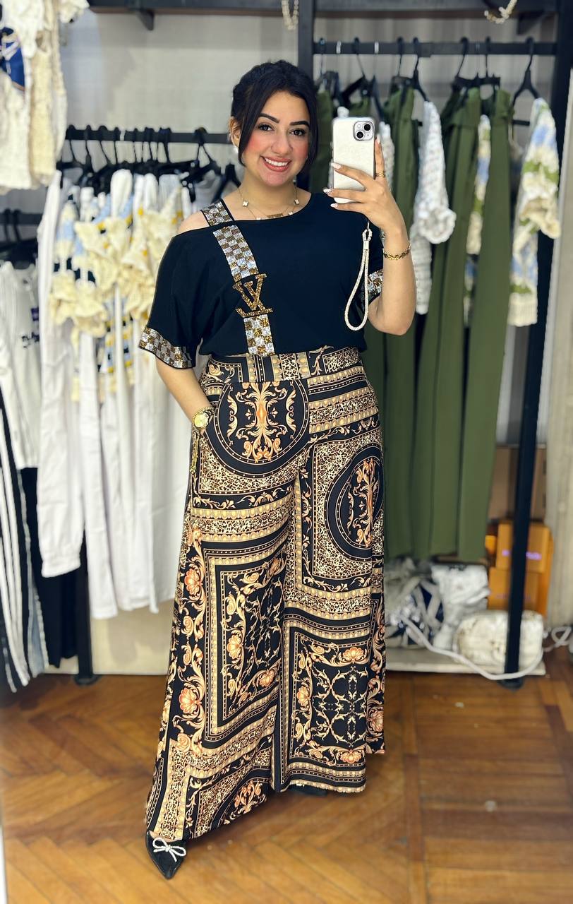 Printed Wide-Leg Pants