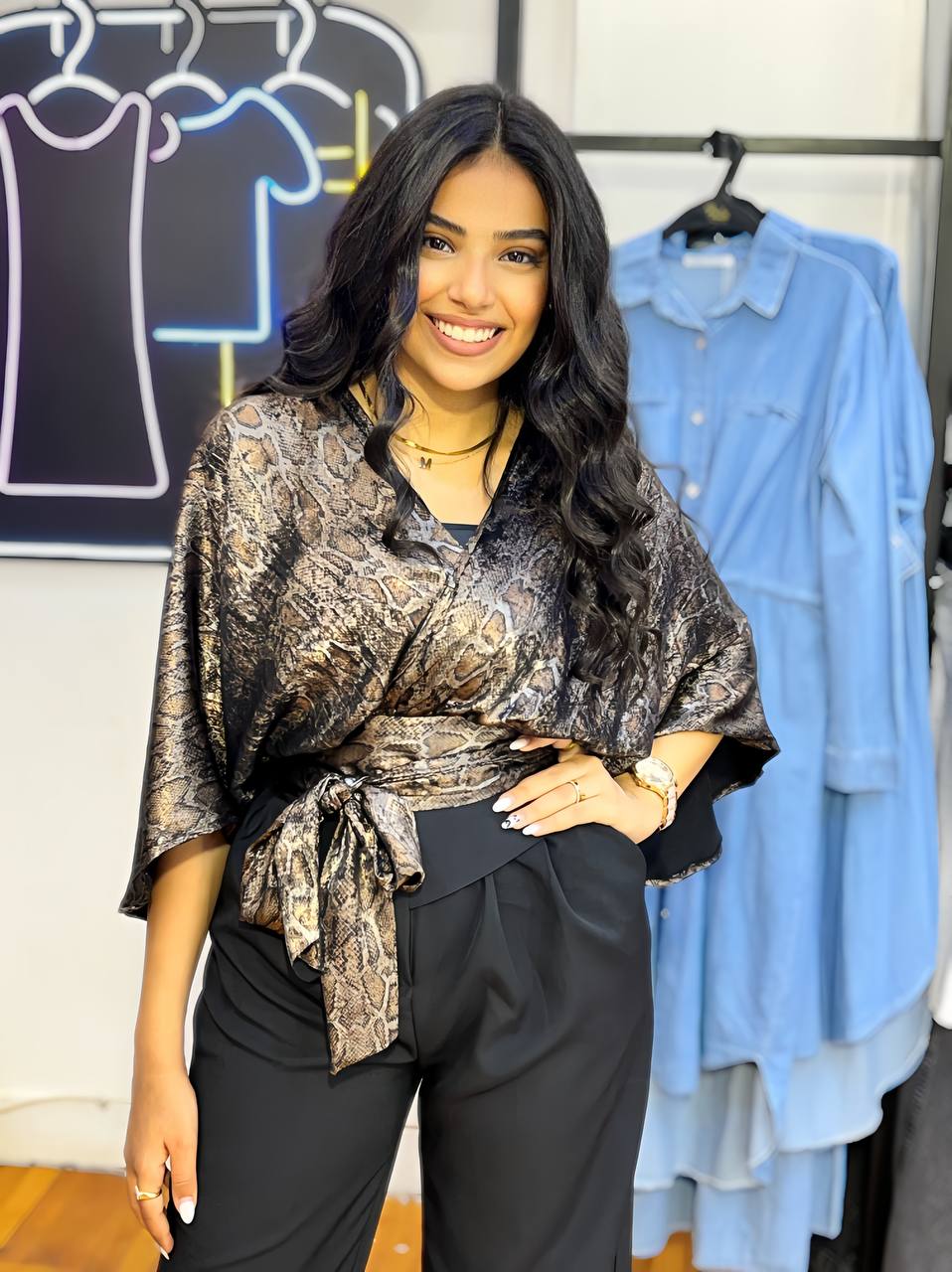 "Satin Poncho Blouse – Effortless Glamour with a Chic Flow!