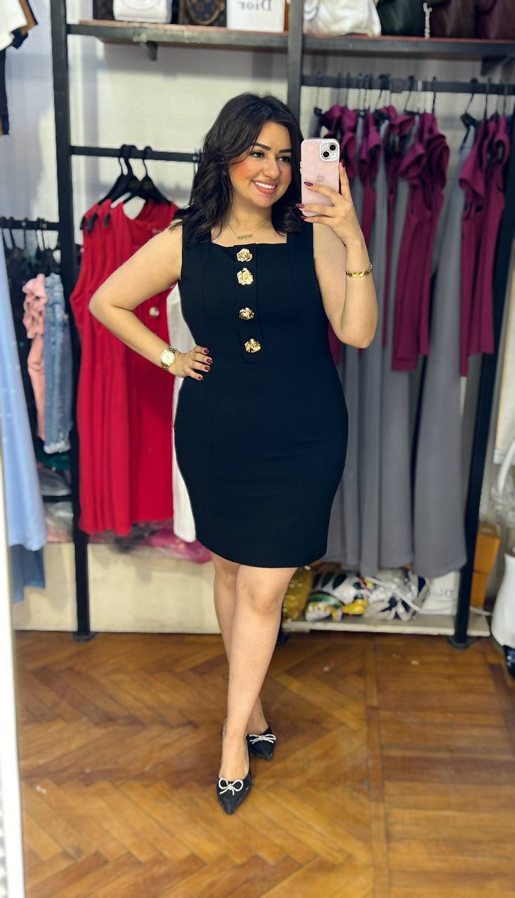 Cut Dress with Golden Patterns