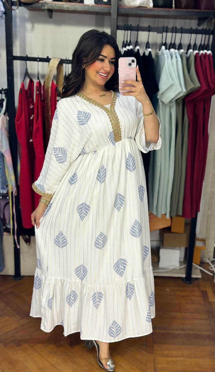 Flowing Long Printed Dress