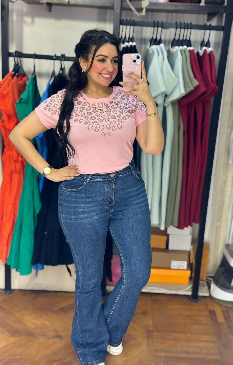 Glam Cotton Strass T-Shirt