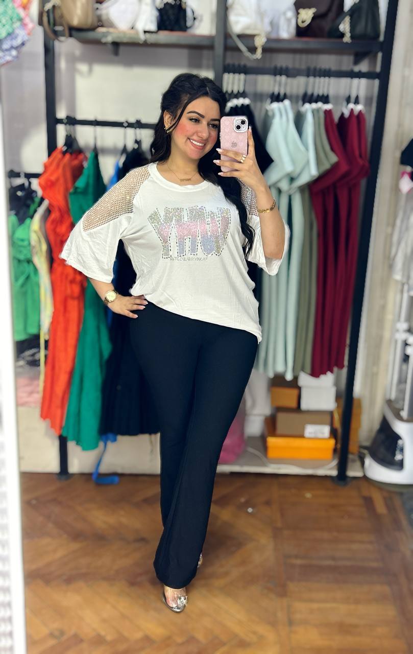 Oversized Strass Cotton T-Shirt – Effortless Sparkle, Everyday Comfort