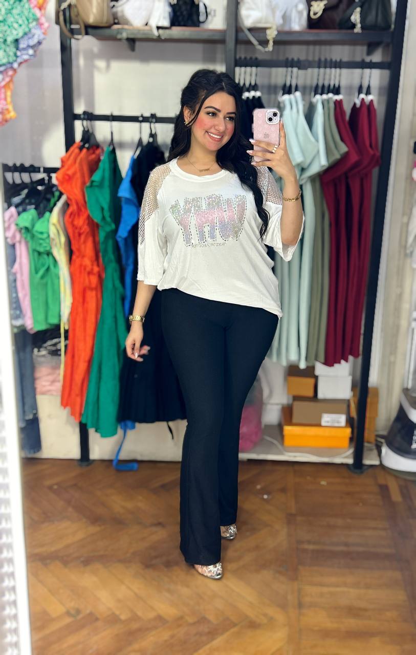 Oversized Strass Cotton T-Shirt – Effortless Sparkle, Everyday Comfort