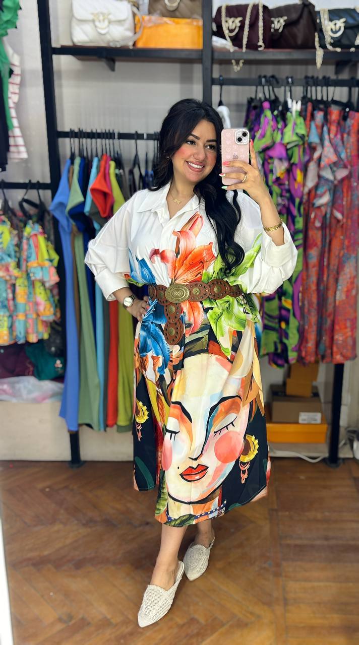 Abstract Face Art Shirt Dress