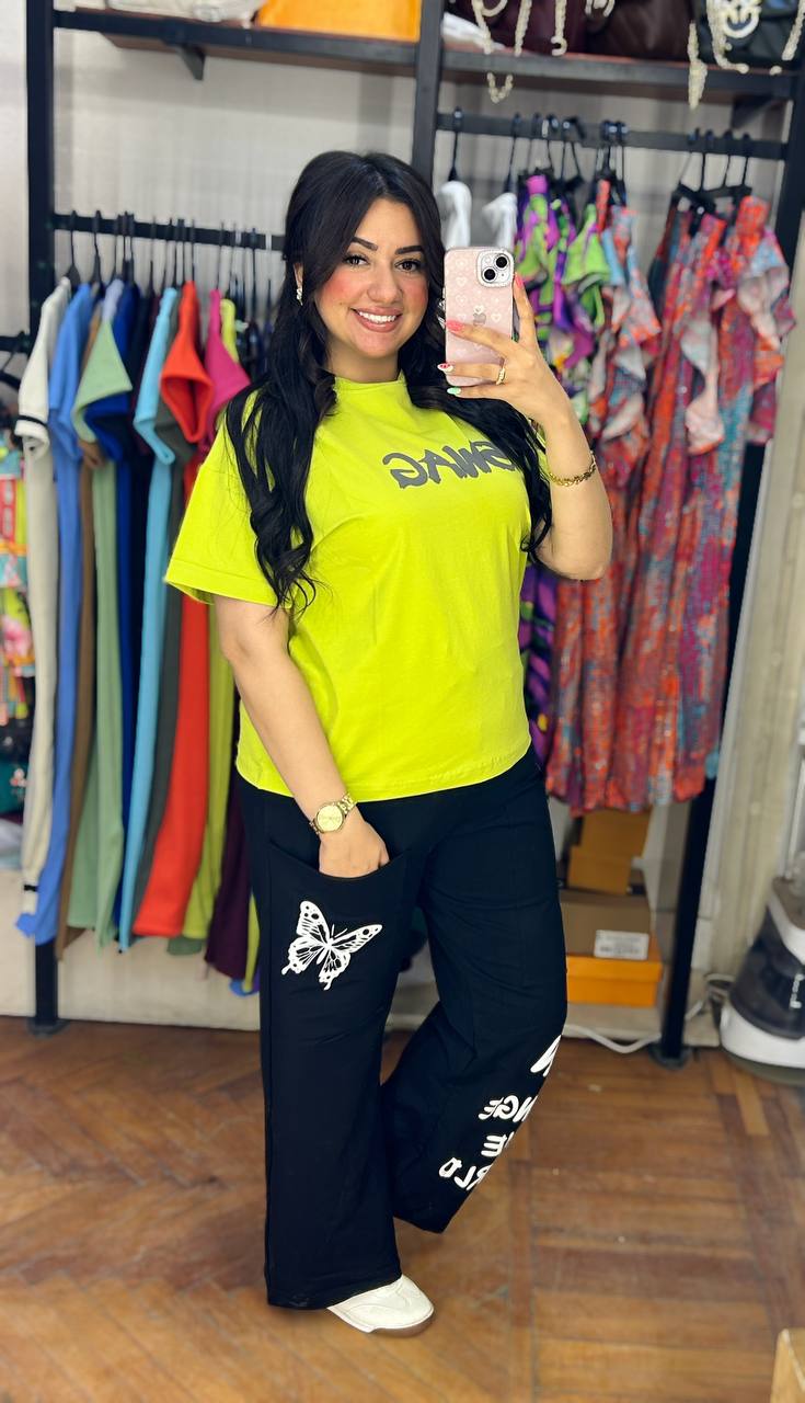 Sportive Melton Pants with Butterfly Design