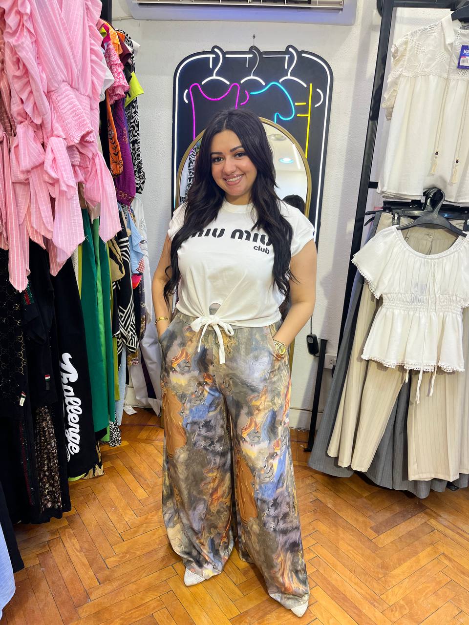 Printed Wide‑Leg Pants