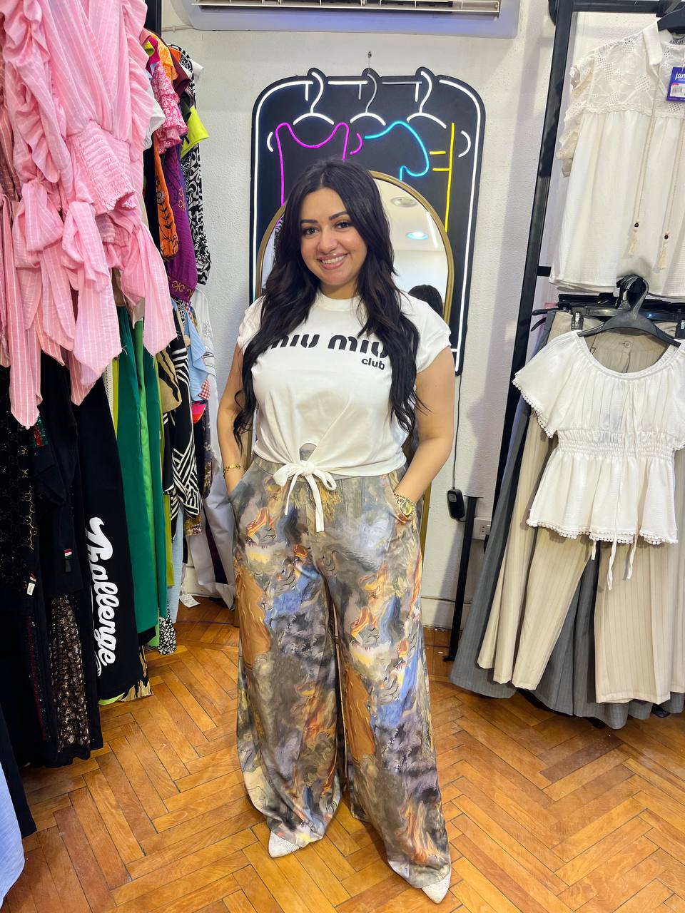 Printed Wide‑Leg Pants