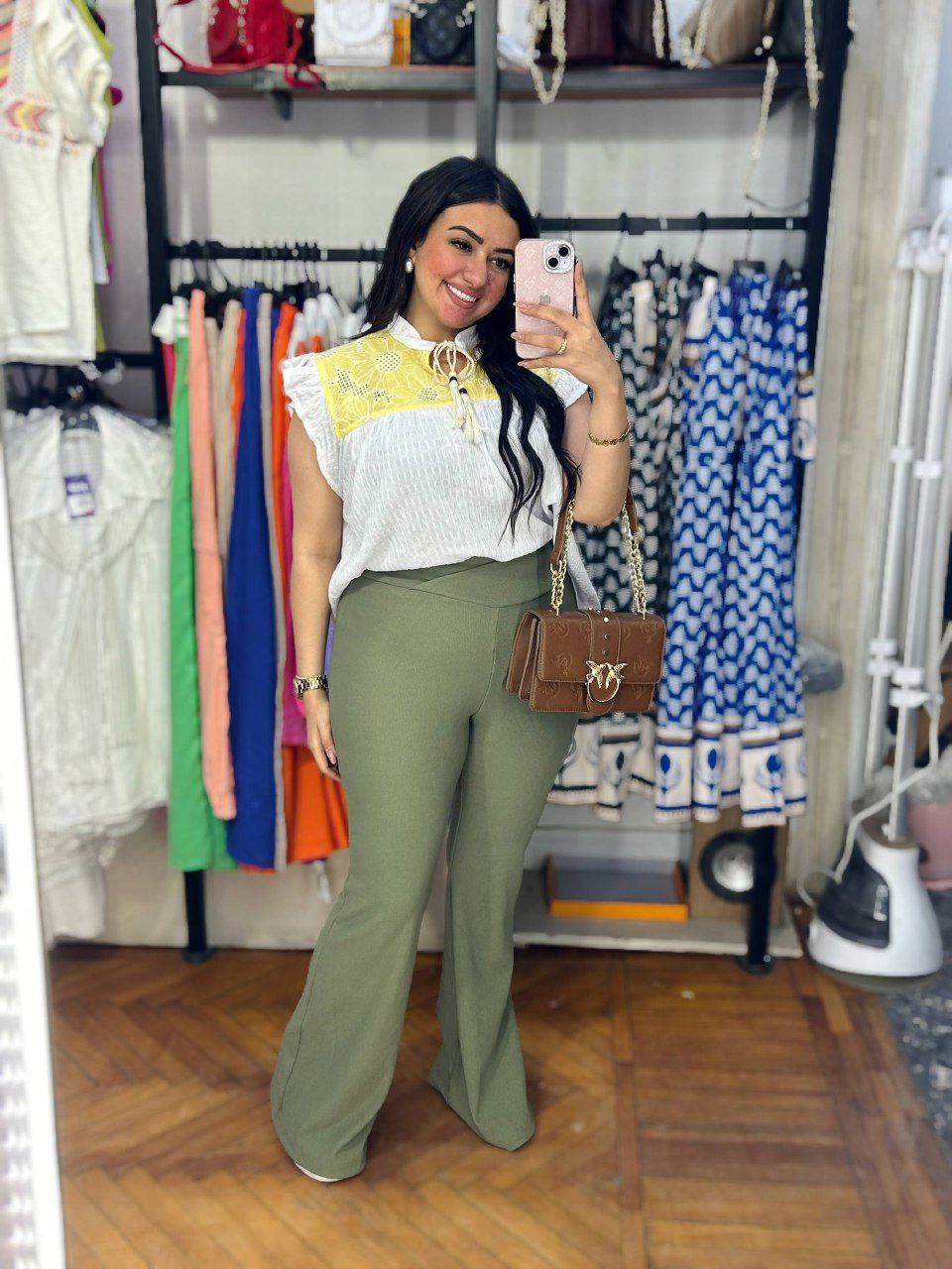 Elegant Half-Sleeve Blouse with Chest Rokama Detail