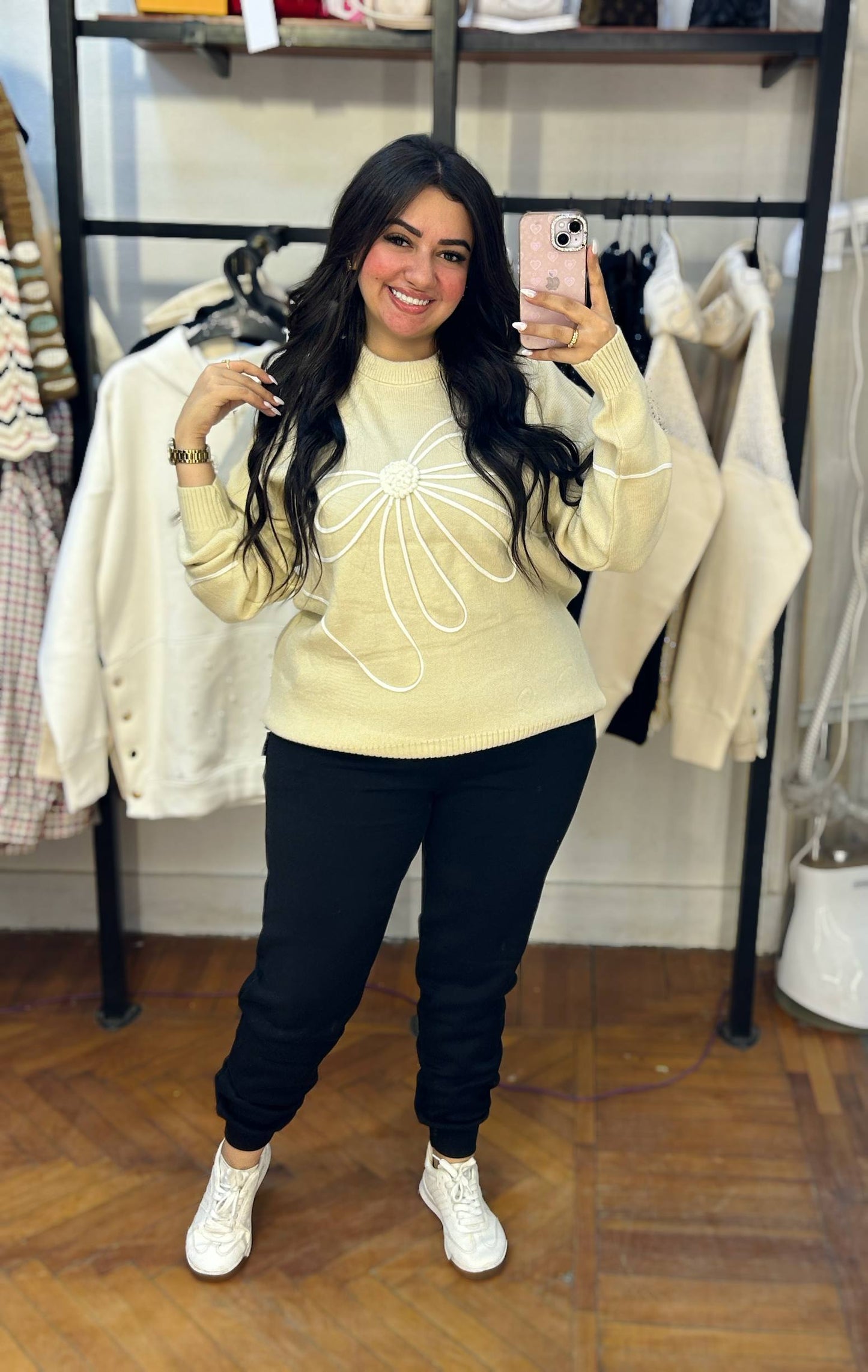 Knit Sweater with Bow Design