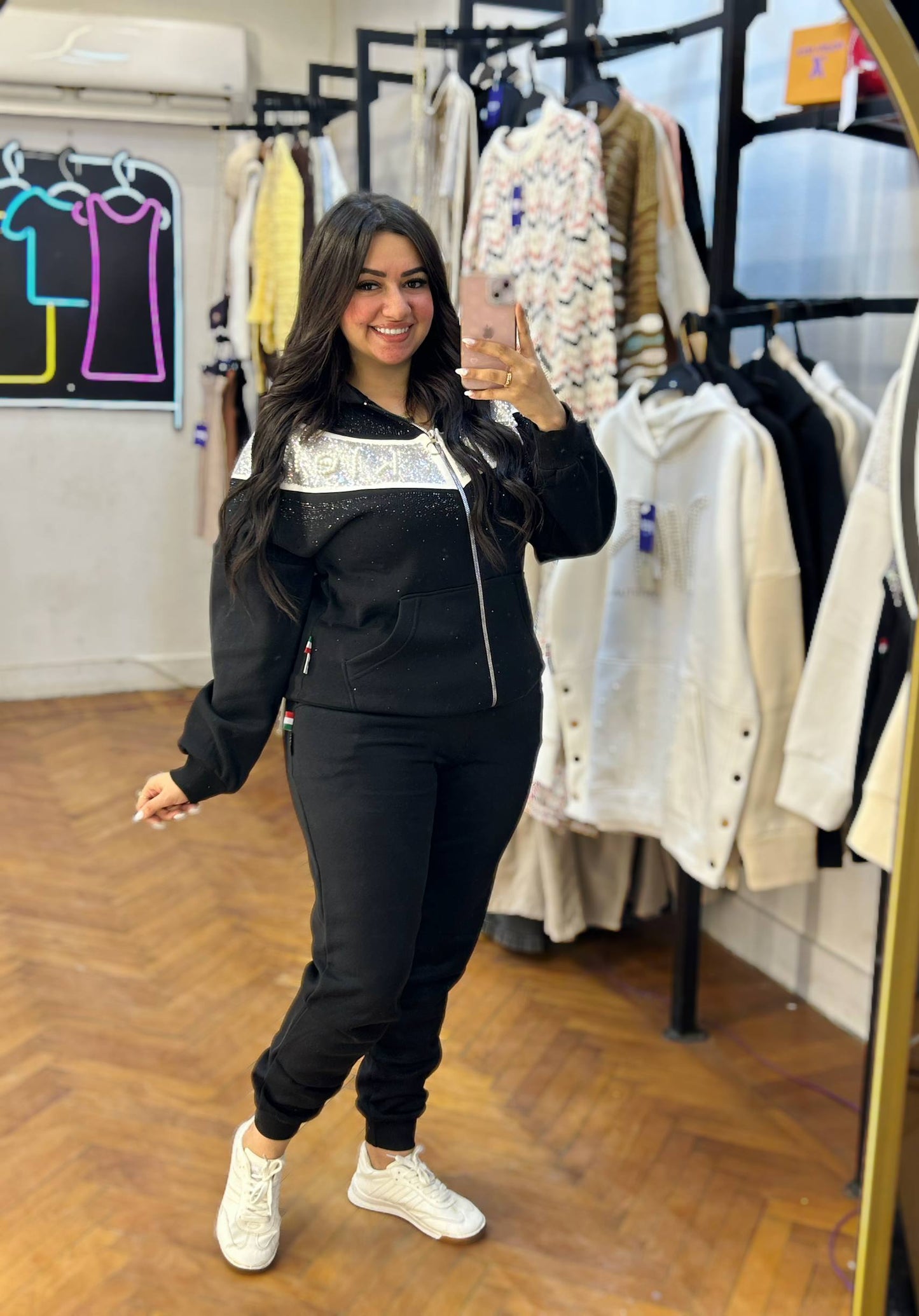 Zip-Up Jacket with Rhinestone Detailing