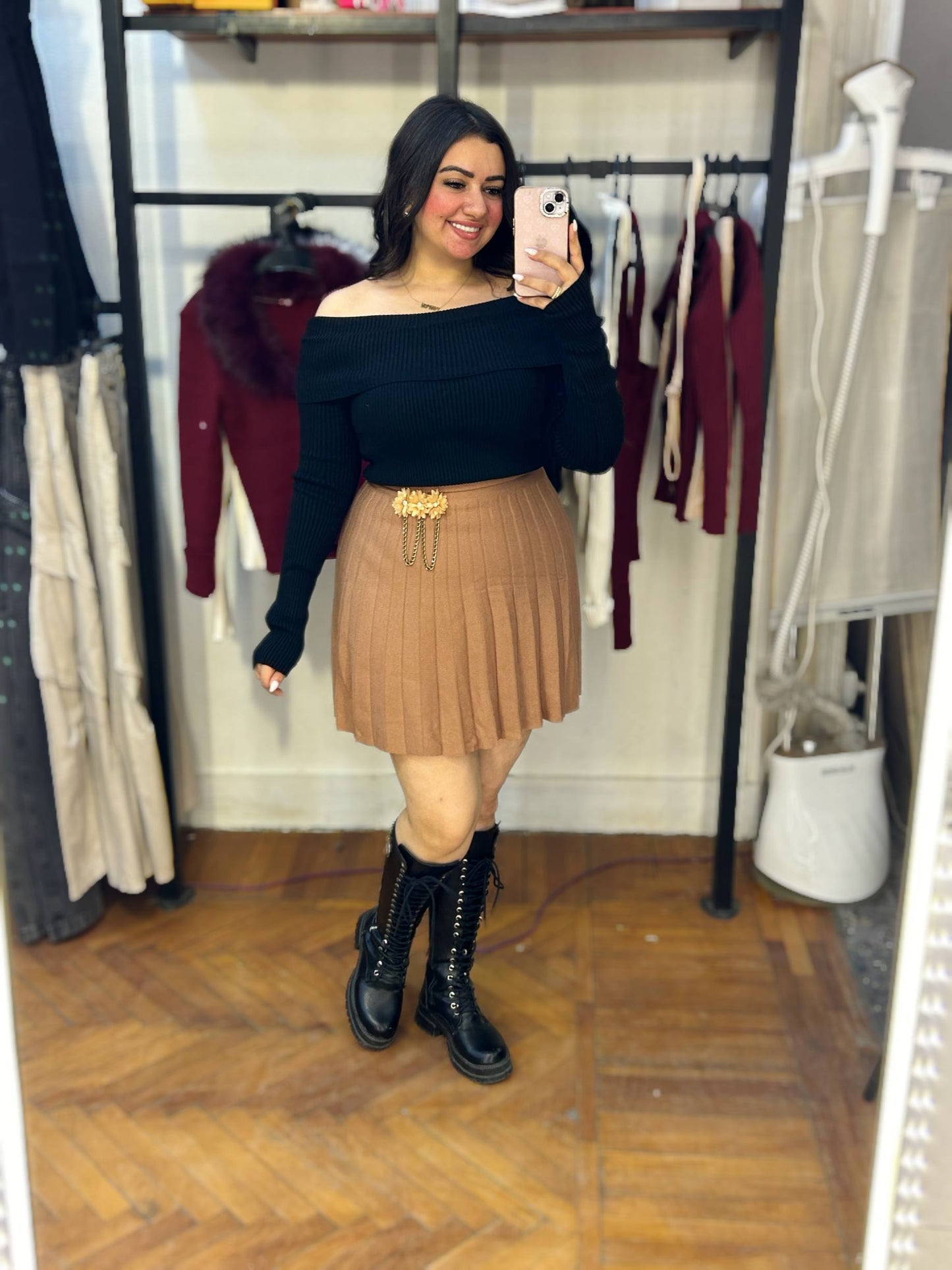 off shoulder knitting top