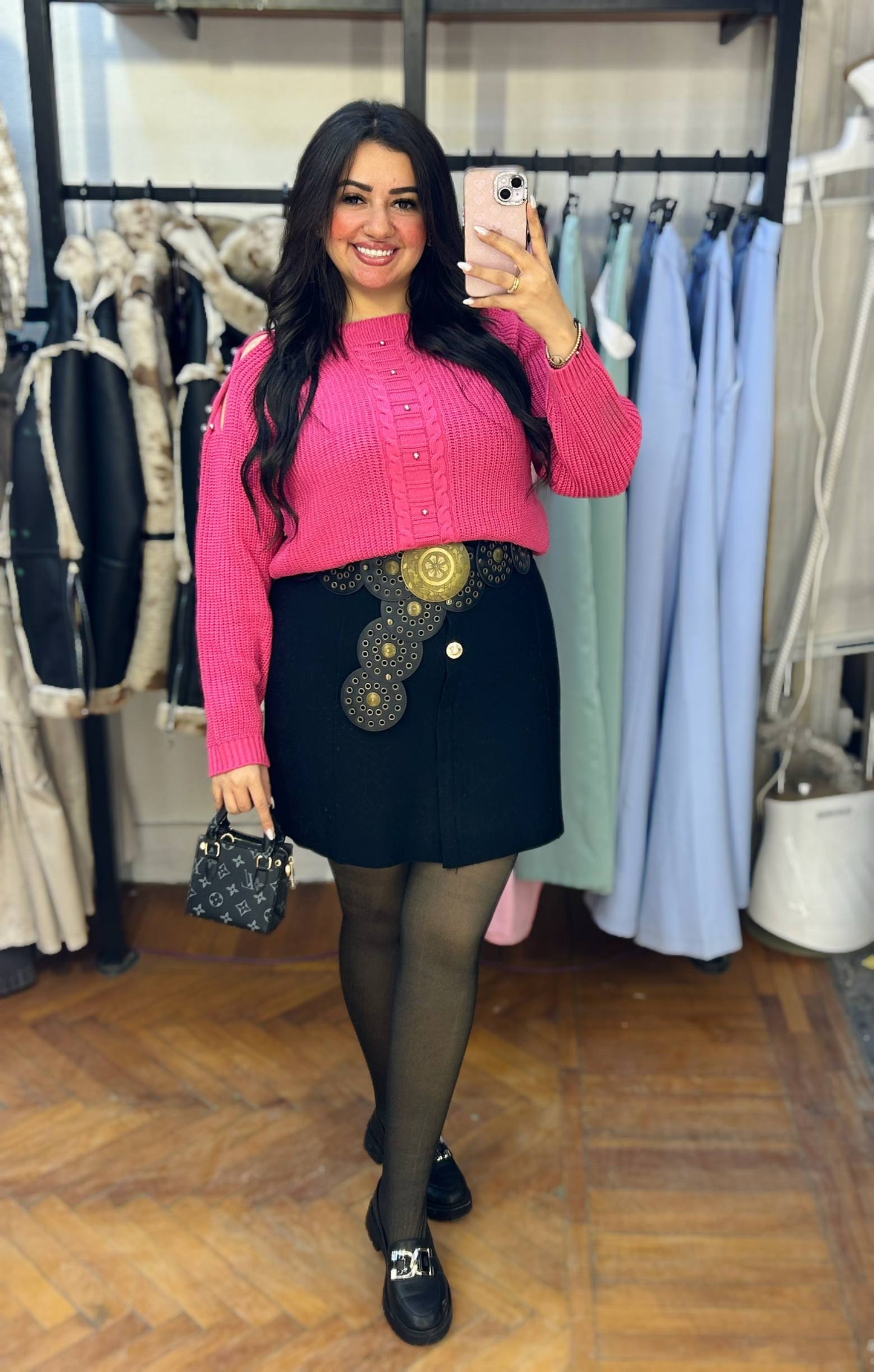 Pearl-Detail Sleeve Sweater