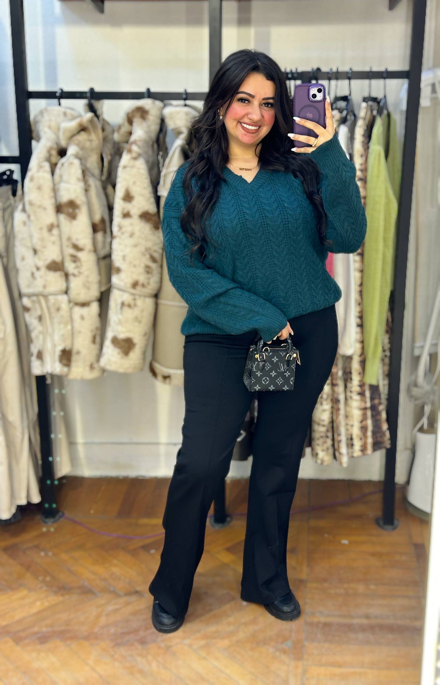 Cable-Knit Sweater with Cut-Out Sleeve Details