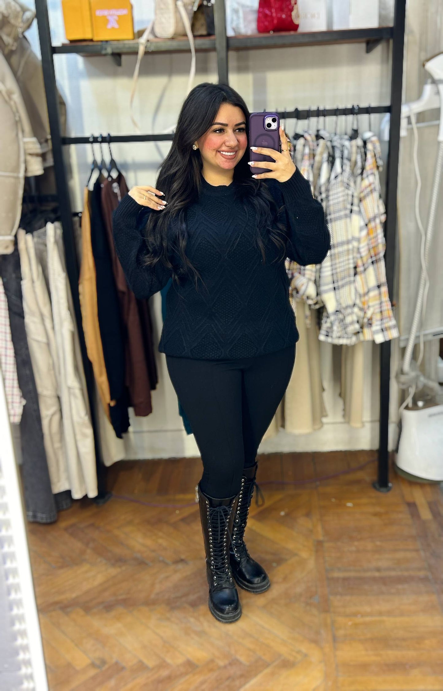 Stylish Patterned Knitted Sweater