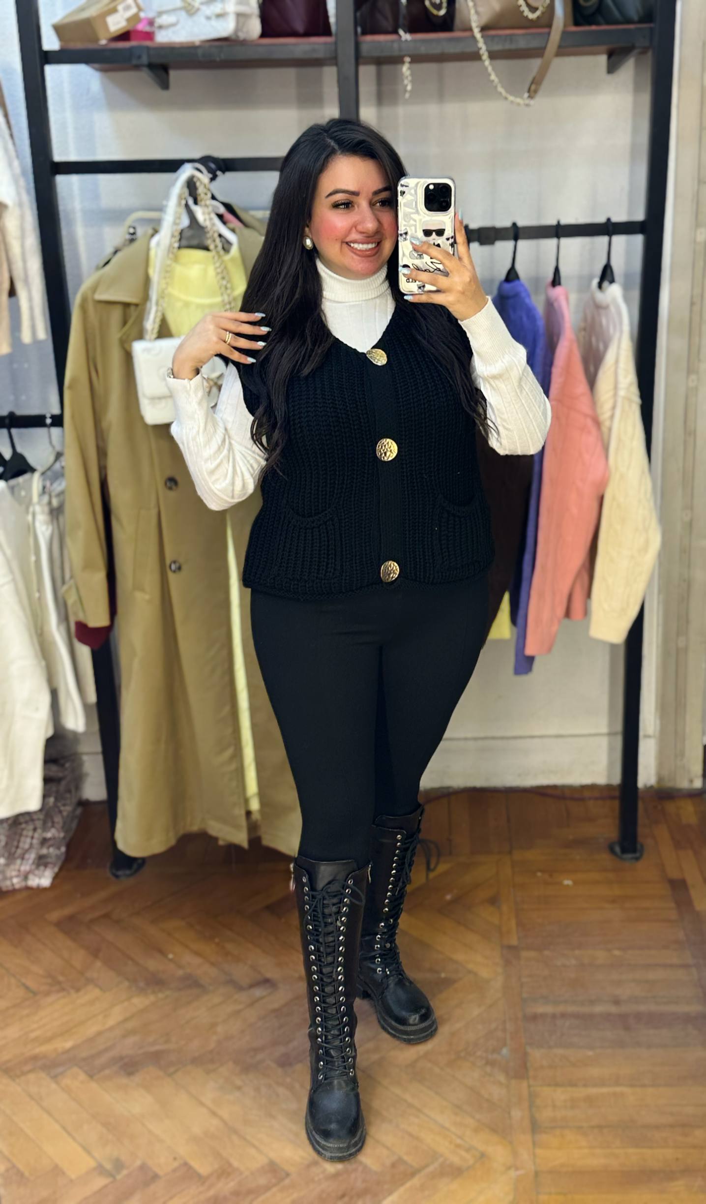 Knit Vest with Gold Buttons