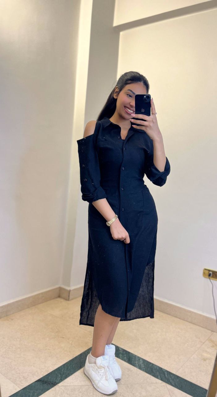 Off-Shoulder Linen Dress