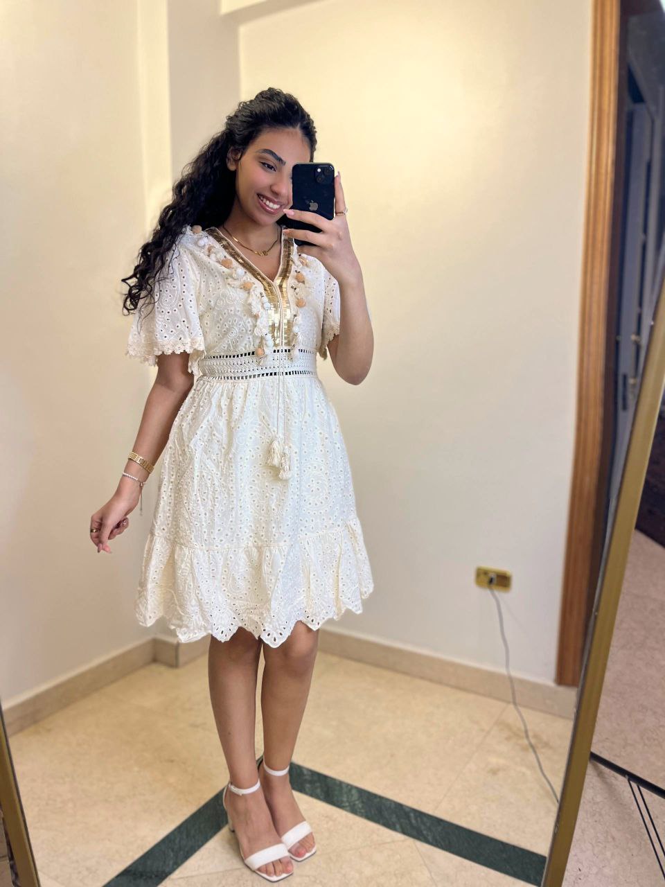 Boho Embroidered Mini Dress