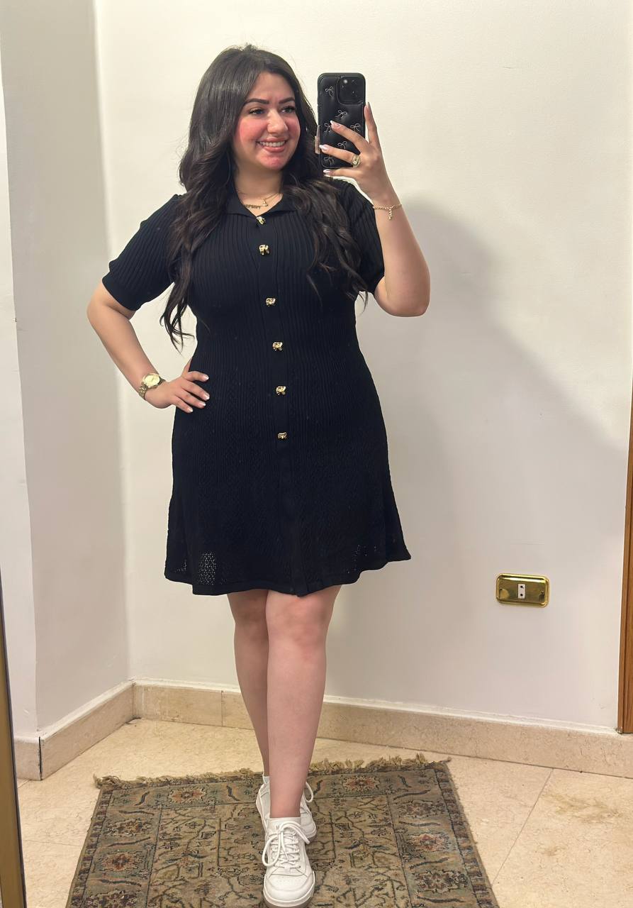 Modern Polo Collar Knitted Mini Dress