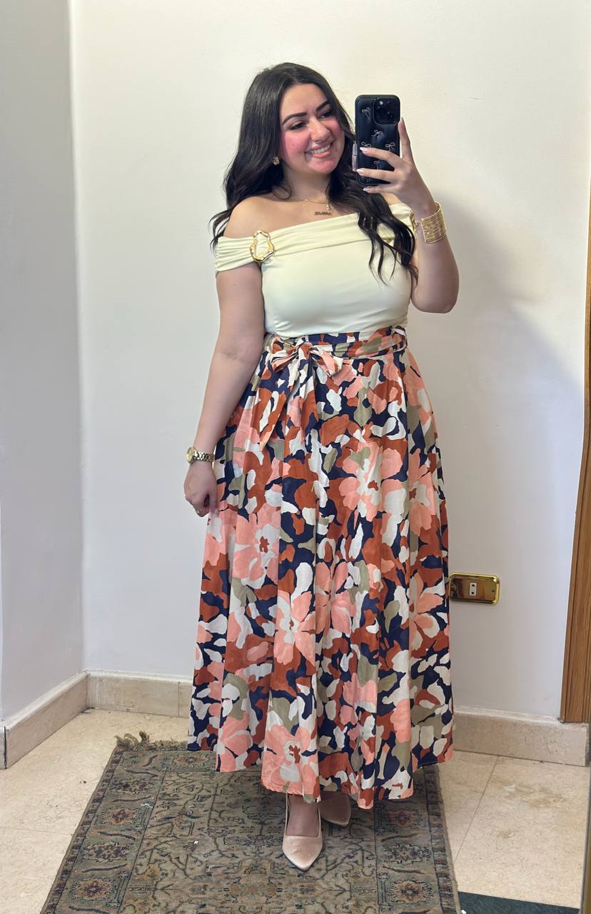 Floral Blossom Maxi Skirt with Tie-Waist