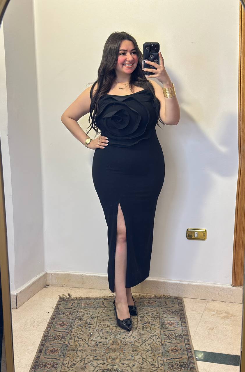 Statement Floral Appliqué Strapless Midi Dress