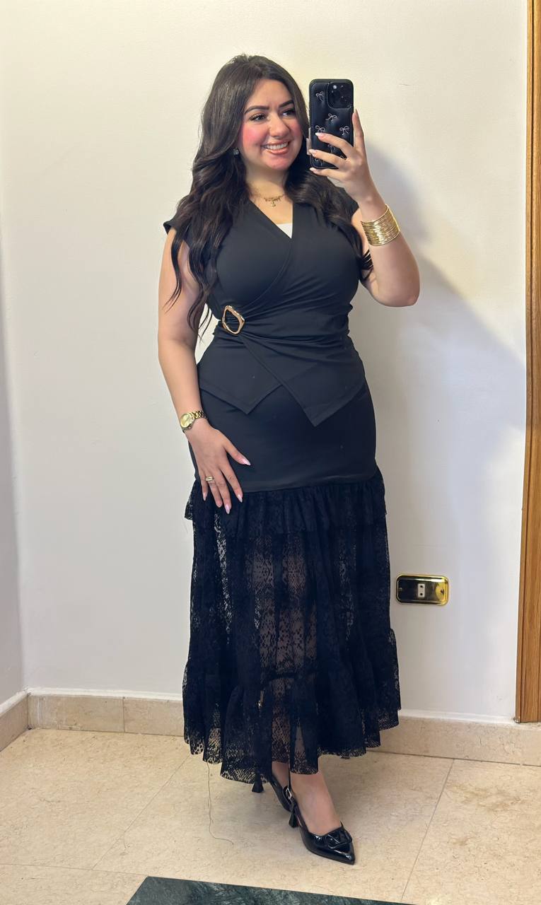 Lace Hem Maxi Skirt