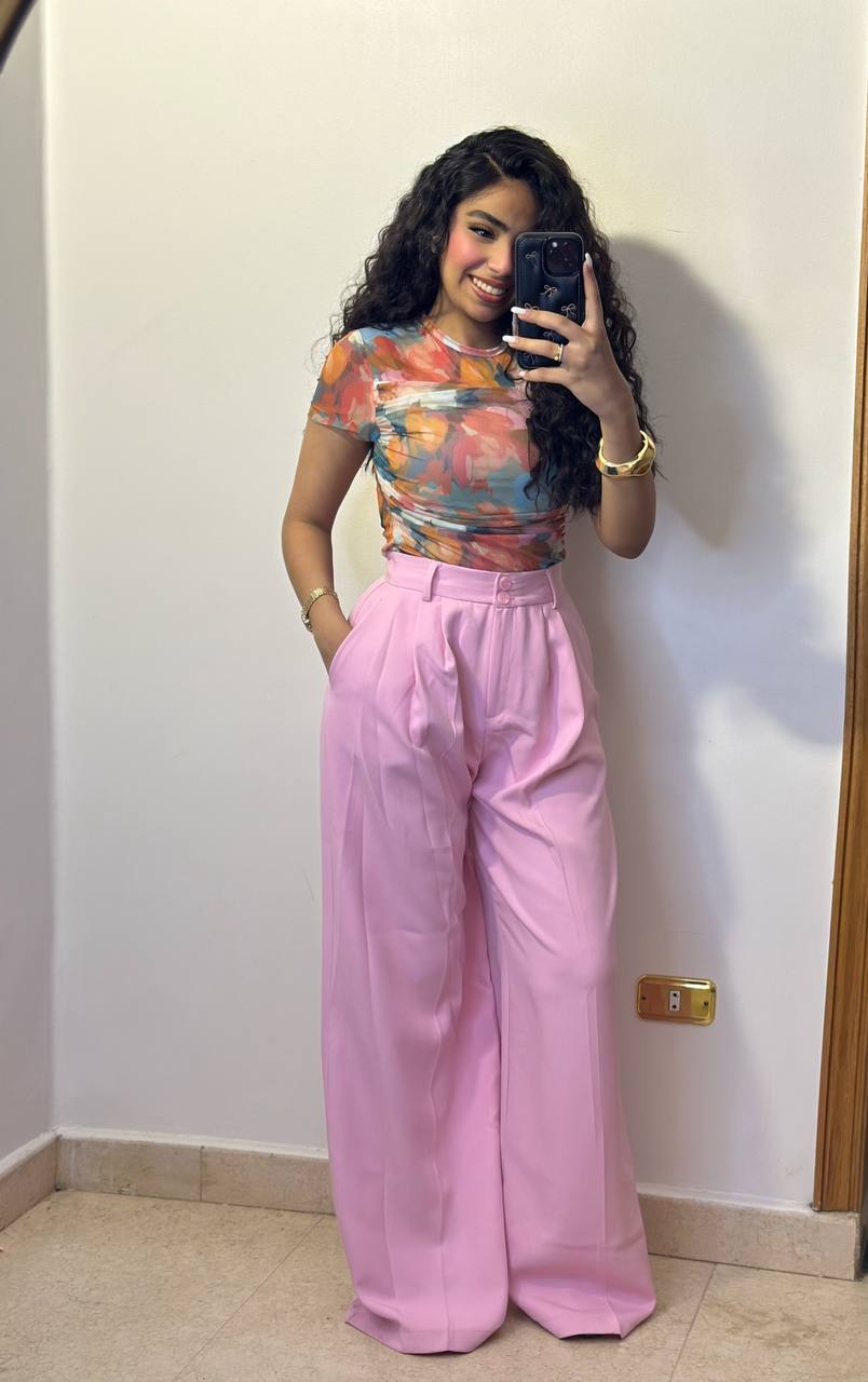 Abstract Print Ruched Mesh Top