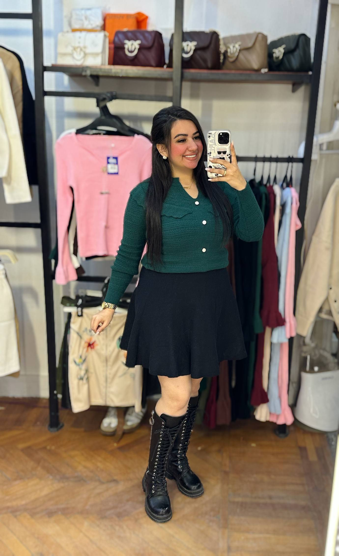 Textured Knit Cardigan with Ruffled Collar