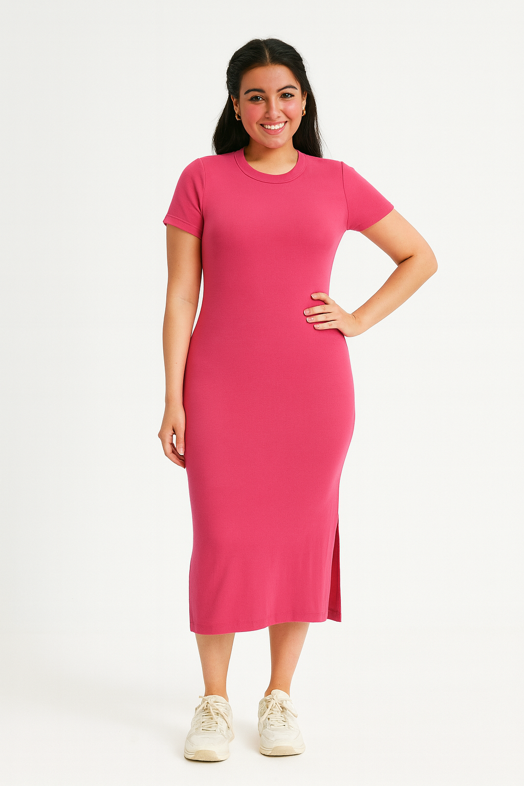 Mini Rib Half Sleeves Dress