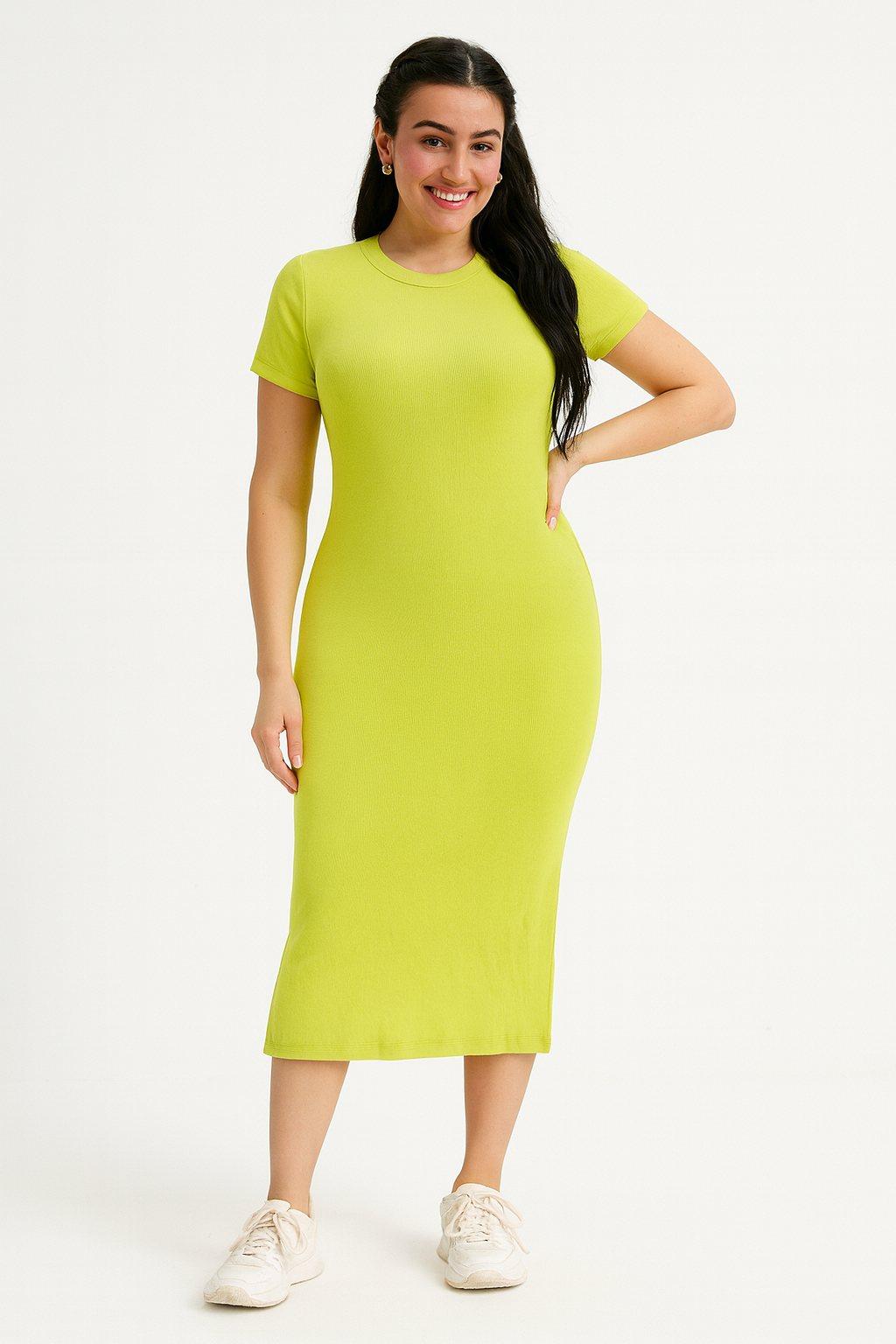 Mini Rib Half Sleeves Dress