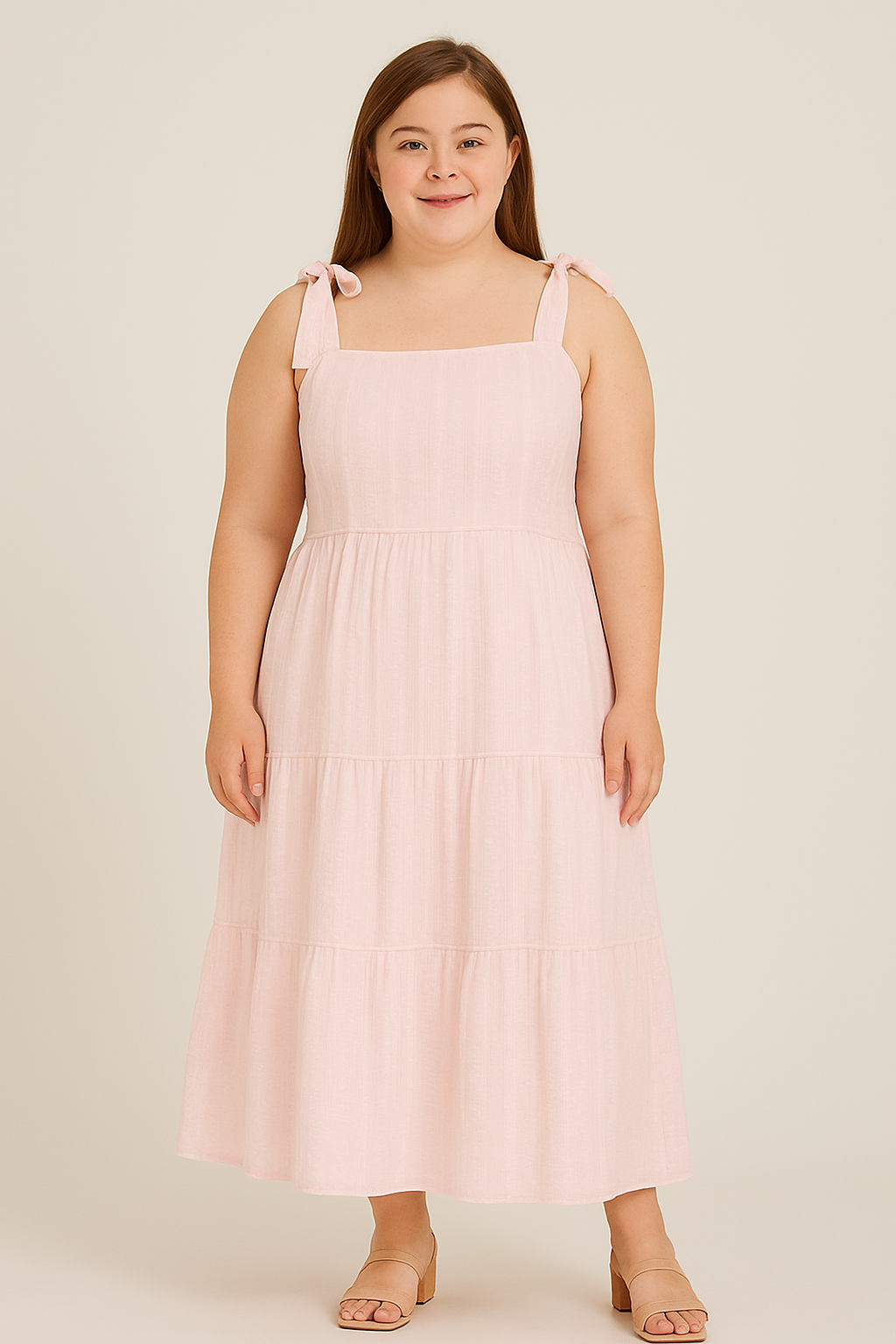 Striped Sleeveless Maxi Dress with Bow Tie Straps