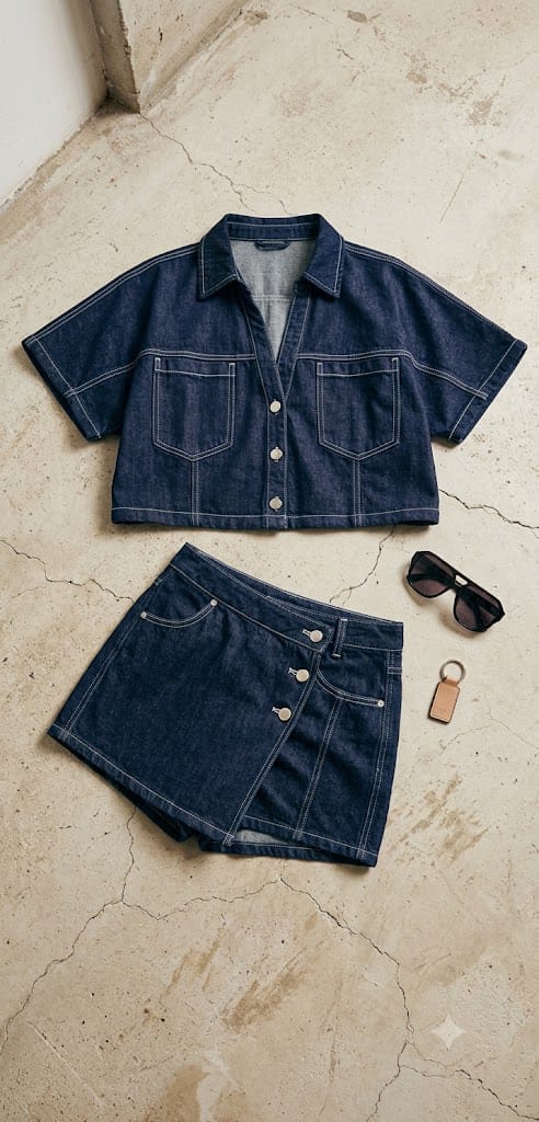 Cropped Dark Wash Denim Jacket