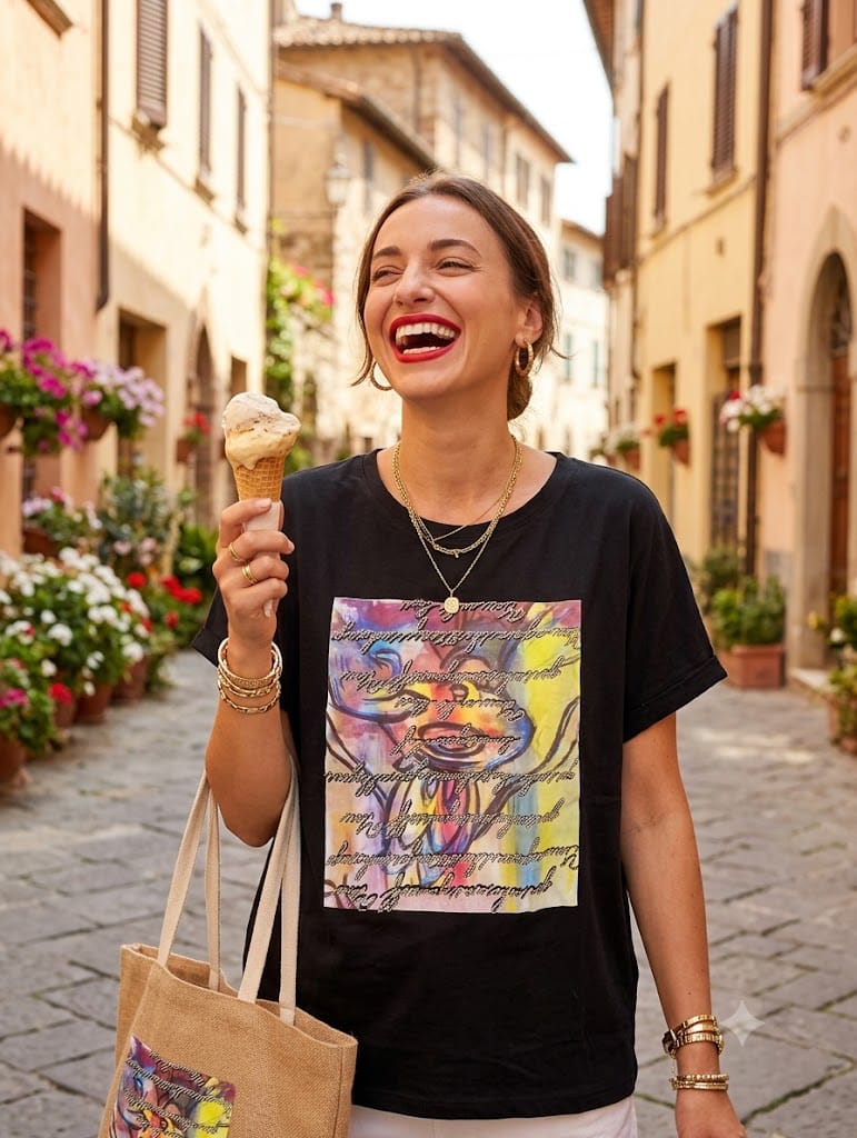 Oversized Black Graphic Print T-Shirt – Artistic Statement Tee