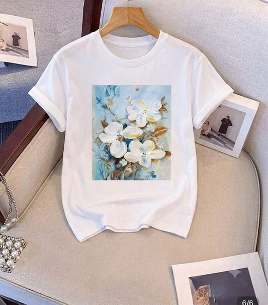Oversized Floral Graphic T-Shirt – Casual Relaxed Fit Tee