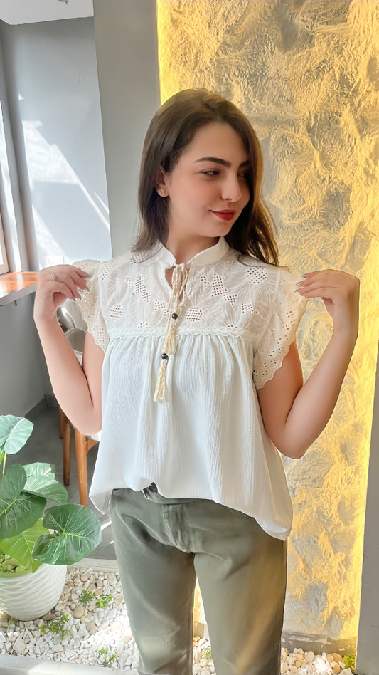 Lace Detail Cotton Blouse